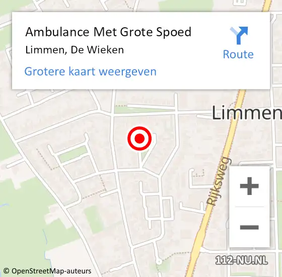 Locatie op kaart van de 112 melding: Ambulance Met Grote Spoed Naar Limmen, De Wieken op 12 maart 2024 00:26