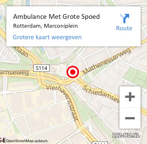 Locatie op kaart van de 112 melding: Ambulance Met Grote Spoed Naar Rotterdam, Marconiplein op 12 maart 2024 00:33