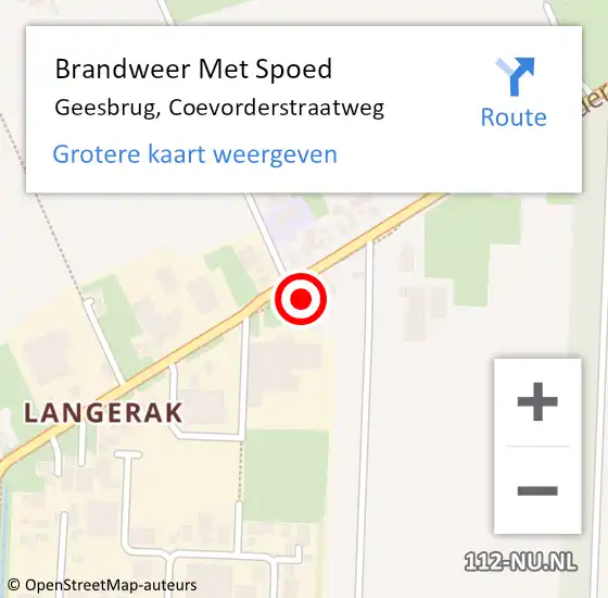 Locatie op kaart van de 112 melding: Brandweer Met Spoed Naar Geesbrug, Coevorderstraatweg op 12 maart 2024 01:22