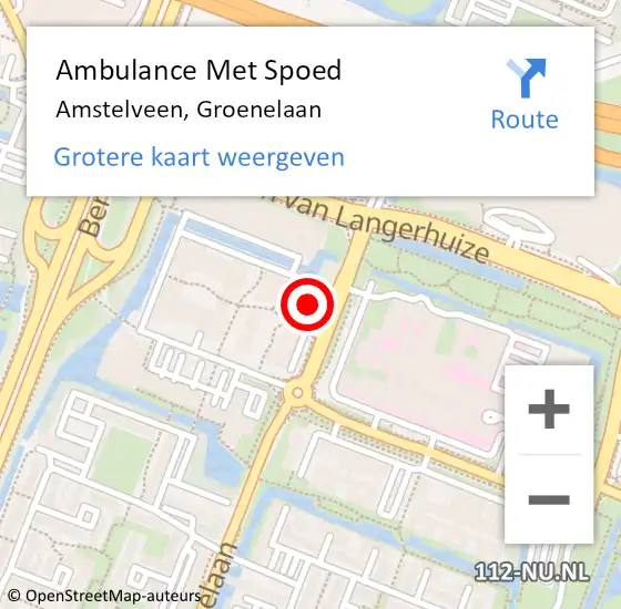 Locatie op kaart van de 112 melding: Ambulance Met Spoed Naar Amstelveen, Groenelaan op 12 maart 2024 02:35