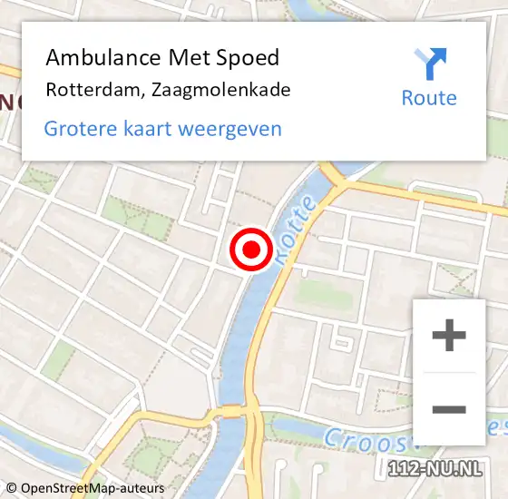 Locatie op kaart van de 112 melding: Ambulance Met Spoed Naar Rotterdam, Zaagmolenkade op 12 maart 2024 04:17