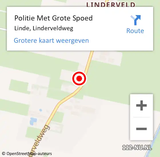Locatie op kaart van de 112 melding: Politie Met Grote Spoed Naar Linde, Linderveldweg op 12 maart 2024 06:59