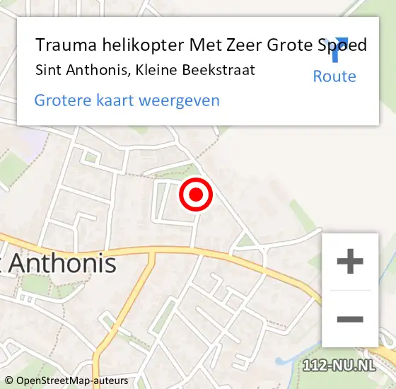 Locatie op kaart van de 112 melding: Trauma helikopter Met Zeer Grote Spoed Naar Sint Anthonis, Kleine Beekstraat op 12 maart 2024 07:11