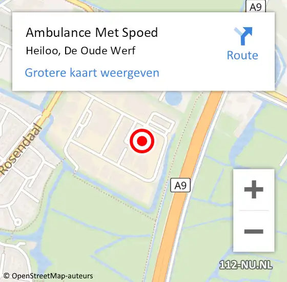 Locatie op kaart van de 112 melding: Ambulance Met Spoed Naar Heiloo, De Oude Werf op 12 maart 2024 07:32