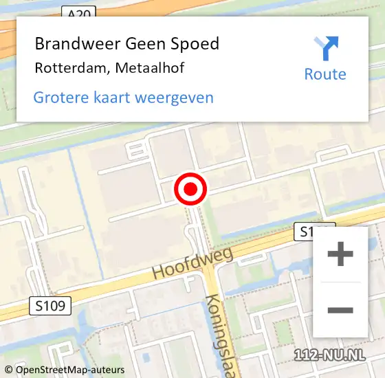 Locatie op kaart van de 112 melding: Brandweer Geen Spoed Naar Rotterdam, Metaalhof op 12 maart 2024 07:53