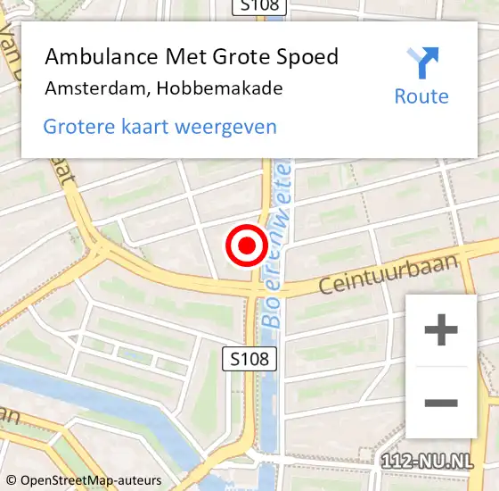 Locatie op kaart van de 112 melding: Ambulance Met Grote Spoed Naar Amsterdam, Hobbemakade op 12 maart 2024 08:00