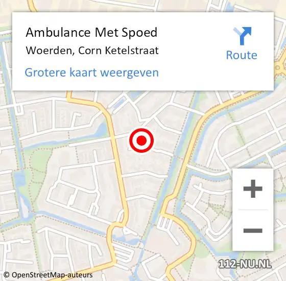 Locatie op kaart van de 112 melding: Ambulance Met Spoed Naar Woerden, Corn Ketelstraat op 28 september 2014 21:53