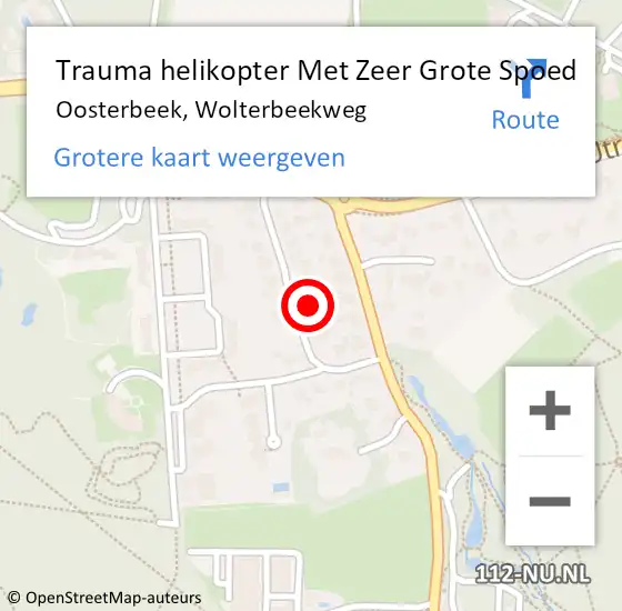Locatie op kaart van de 112 melding: Trauma helikopter Met Zeer Grote Spoed Naar Oosterbeek, Wolterbeekweg op 12 maart 2024 08:28