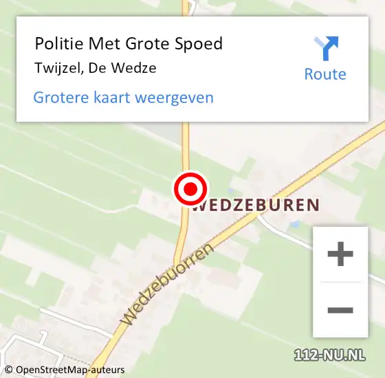 Locatie op kaart van de 112 melding: Politie Met Grote Spoed Naar Twijzel, De Wedze op 12 maart 2024 08:36