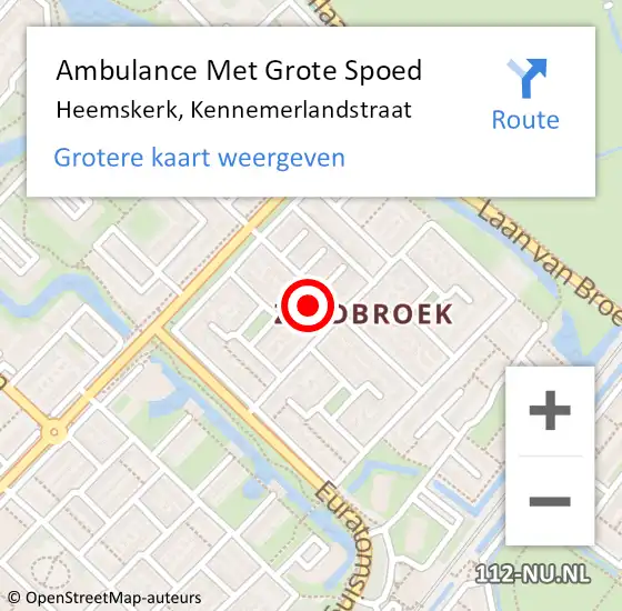 Locatie op kaart van de 112 melding: Ambulance Met Grote Spoed Naar Heemskerk, Kennemerlandstraat op 12 maart 2024 08:54