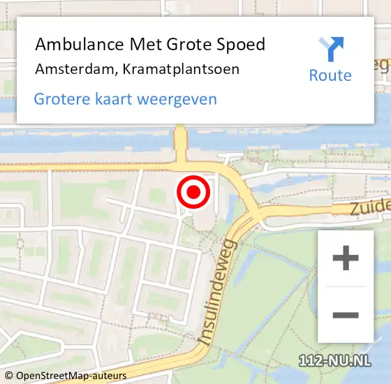 Locatie op kaart van de 112 melding: Ambulance Met Grote Spoed Naar Amsterdam, Kramatplantsoen op 12 maart 2024 09:10