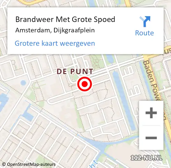 Locatie op kaart van de 112 melding: Brandweer Met Grote Spoed Naar Amsterdam, Dijkgraafplein op 12 maart 2024 09:20