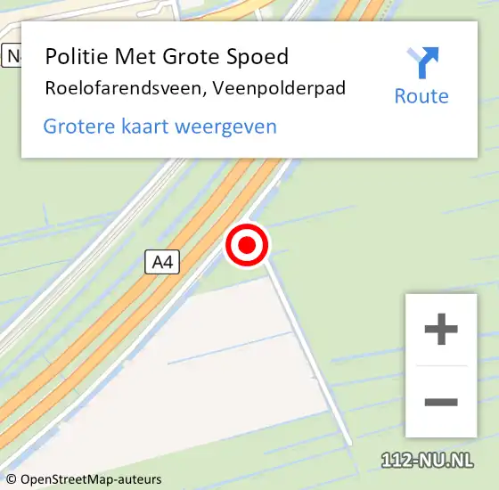 Locatie op kaart van de 112 melding: Politie Met Grote Spoed Naar Roelofarendsveen, Veenpolderpad op 12 maart 2024 09:30
