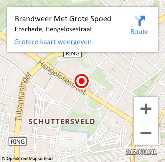 Locatie op kaart van de 112 melding: Brandweer Met Grote Spoed Naar Enschede, Hengelosestraat op 12 maart 2024 09:32