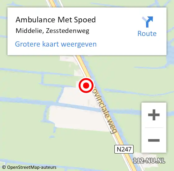 Locatie op kaart van de 112 melding: Ambulance Met Spoed Naar Middelie, Zesstedenweg op 12 maart 2024 09:55