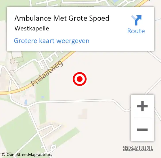Locatie op kaart van de 112 melding: Ambulance Met Grote Spoed Naar Westkapelle op 12 maart 2024 10:30