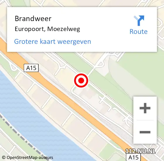 Locatie op kaart van de 112 melding: Brandweer Europoort, Moezelweg op 12 maart 2024 10:35