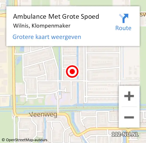Locatie op kaart van de 112 melding: Ambulance Met Grote Spoed Naar Wilnis, Klompenmaker op 12 maart 2024 10:37