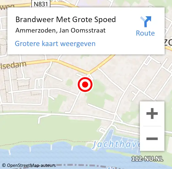 Locatie op kaart van de 112 melding: Brandweer Met Grote Spoed Naar Ammerzoden, Jan Oomsstraat op 12 maart 2024 10:38