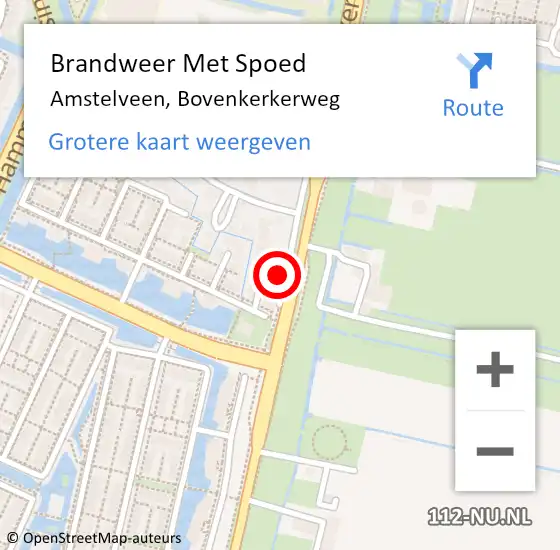 Locatie op kaart van de 112 melding: Brandweer Met Spoed Naar Amstelveen, Bovenkerkerweg op 12 maart 2024 10:44