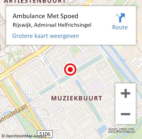 Locatie op kaart van de 112 melding: Ambulance Met Spoed Naar Rijswijk, Admiraal Helfrichsingel op 12 maart 2024 11:01