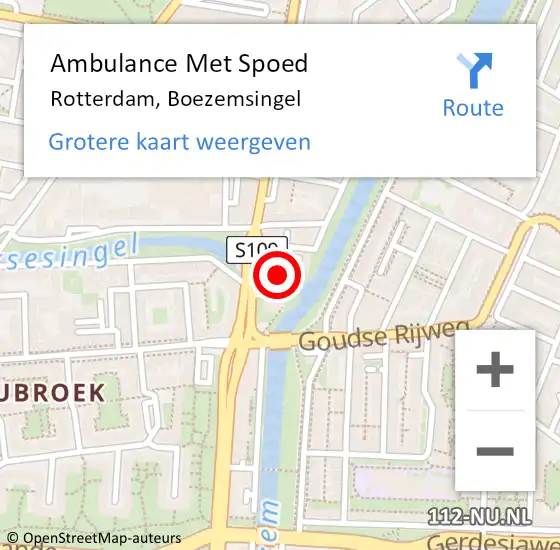 Locatie op kaart van de 112 melding: Ambulance Met Spoed Naar Rotterdam, Boezemsingel op 12 maart 2024 11:14