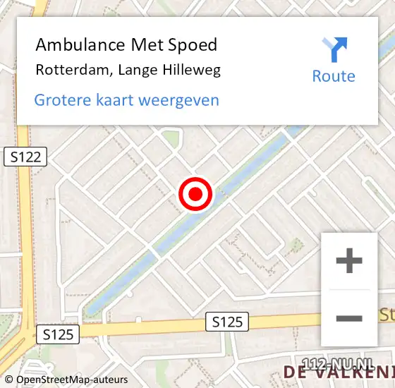 Locatie op kaart van de 112 melding: Ambulance Met Spoed Naar Rotterdam, Lange Hilleweg op 12 maart 2024 11:42