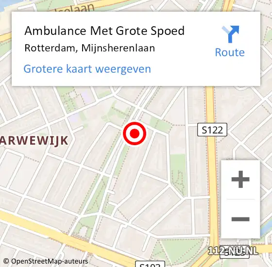 Locatie op kaart van de 112 melding: Ambulance Met Grote Spoed Naar Rotterdam, Mijnsherenlaan op 12 maart 2024 11:47