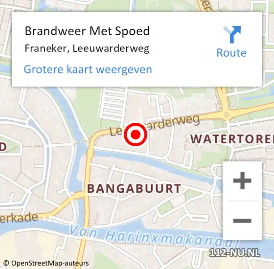 Locatie op kaart van de 112 melding: Brandweer Met Spoed Naar Franeker, Leeuwarderweg op 12 maart 2024 11:49