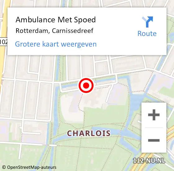 Locatie op kaart van de 112 melding: Ambulance Met Spoed Naar Rotterdam, Carnissedreef op 12 maart 2024 12:09
