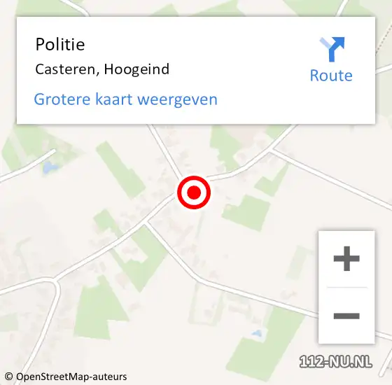 Locatie op kaart van de 112 melding: Politie Casteren, Hoogeind op 12 maart 2024 12:10