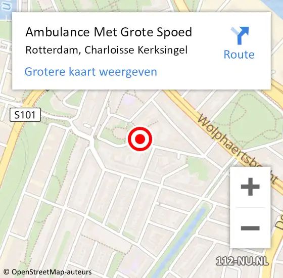 Locatie op kaart van de 112 melding: Ambulance Met Grote Spoed Naar Rotterdam, Charloisse Kerksingel op 12 maart 2024 12:28