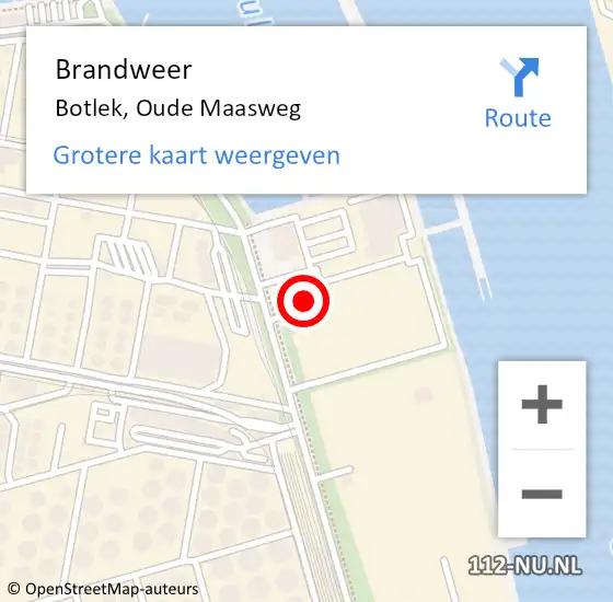 Locatie op kaart van de 112 melding: Brandweer Botlek, Oude Maasweg op 12 maart 2024 13:03