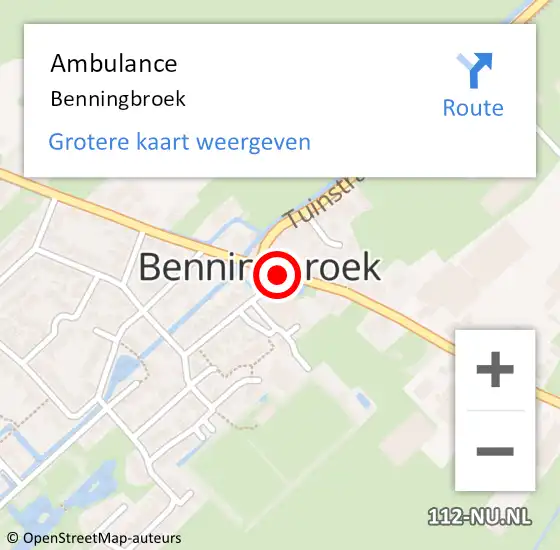 Locatie op kaart van de 112 melding: Ambulance Benningbroek op 12 maart 2024 13:19