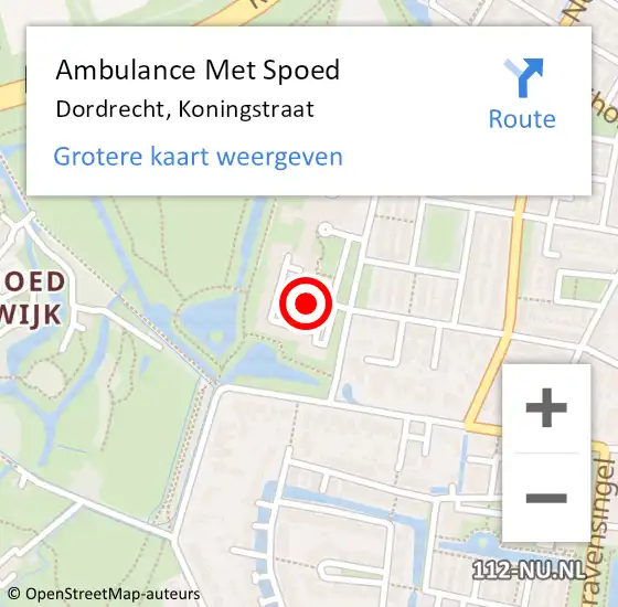 Locatie op kaart van de 112 melding: Ambulance Met Spoed Naar Dordrecht, Koningstraat op 12 maart 2024 13:27
