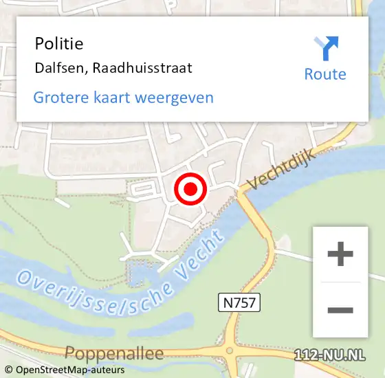 Locatie op kaart van de 112 melding: Politie Dalfsen, Raadhuisstraat op 12 maart 2024 14:19