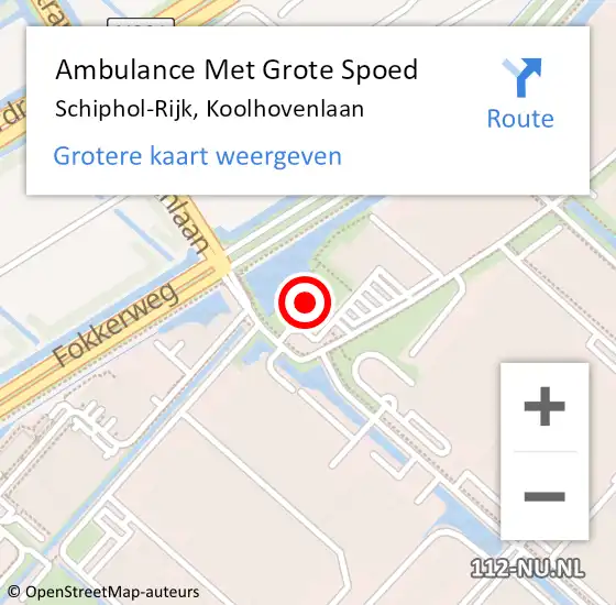 Locatie op kaart van de 112 melding: Ambulance Met Grote Spoed Naar Schiphol-Rijk, Koolhovenlaan op 12 maart 2024 14:29