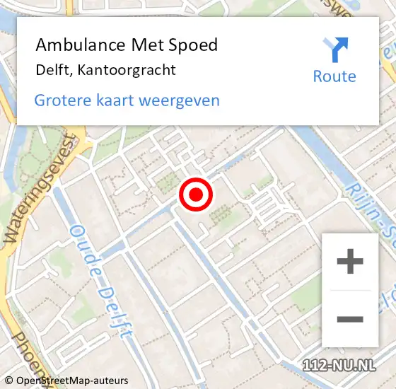 Locatie op kaart van de 112 melding: Ambulance Met Spoed Naar Delft, Kantoorgracht op 12 maart 2024 14:50