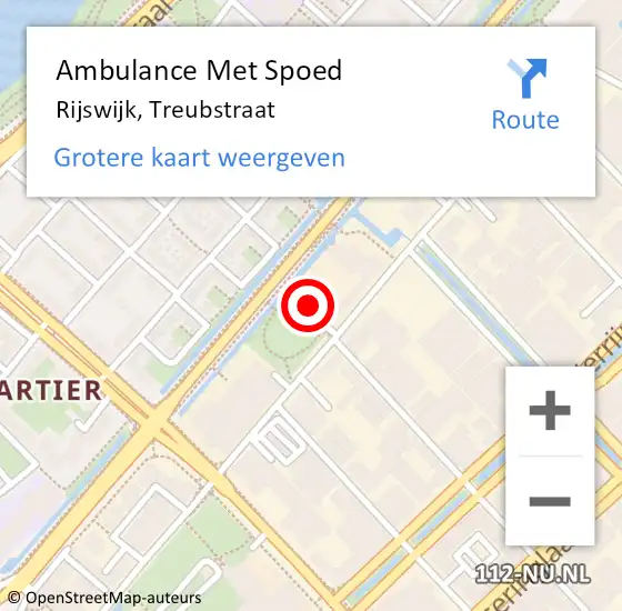 Locatie op kaart van de 112 melding: Ambulance Met Spoed Naar Rijswijk, Treubstraat op 12 maart 2024 15:13