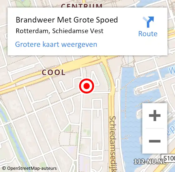 Locatie op kaart van de 112 melding: Brandweer Met Grote Spoed Naar Rotterdam, Schiedamse Vest op 12 maart 2024 15:31