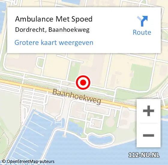 Locatie op kaart van de 112 melding: Ambulance Met Spoed Naar Dordrecht, Baanhoekweg op 12 maart 2024 15:35