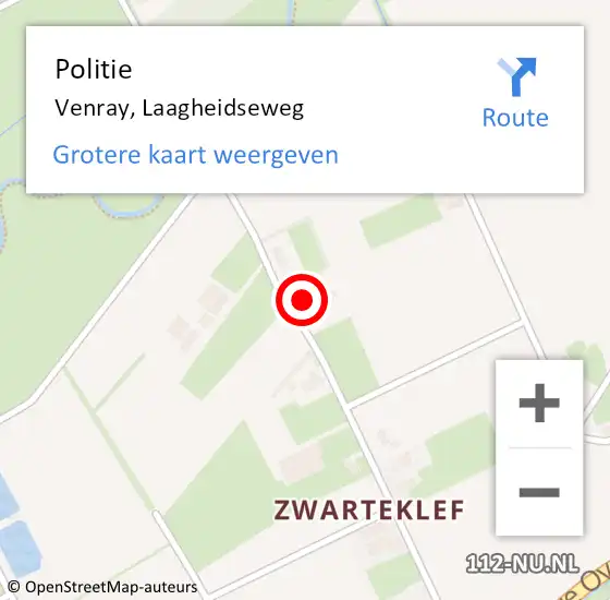 Locatie op kaart van de 112 melding: Politie Venray, Laagheidseweg op 12 maart 2024 15:36