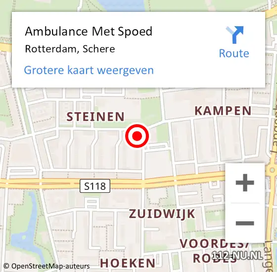 Locatie op kaart van de 112 melding: Ambulance Met Spoed Naar Rotterdam, Schere op 12 maart 2024 16:23