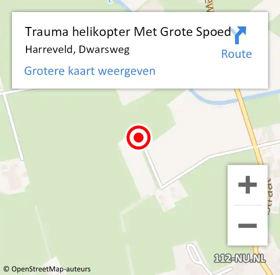 Locatie op kaart van de 112 melding: Trauma helikopter Met Grote Spoed Naar Harreveld, Dwarsweg op 12 maart 2024 16:52