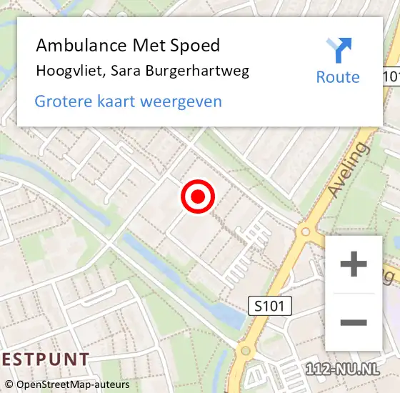 Locatie op kaart van de 112 melding: Ambulance Met Spoed Naar Hoogvliet, Sara Burgerhartweg op 12 maart 2024 17:33