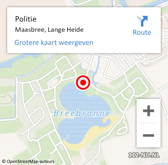 Locatie op kaart van de 112 melding: Politie Maasbree, Lange Heide op 12 maart 2024 18:05