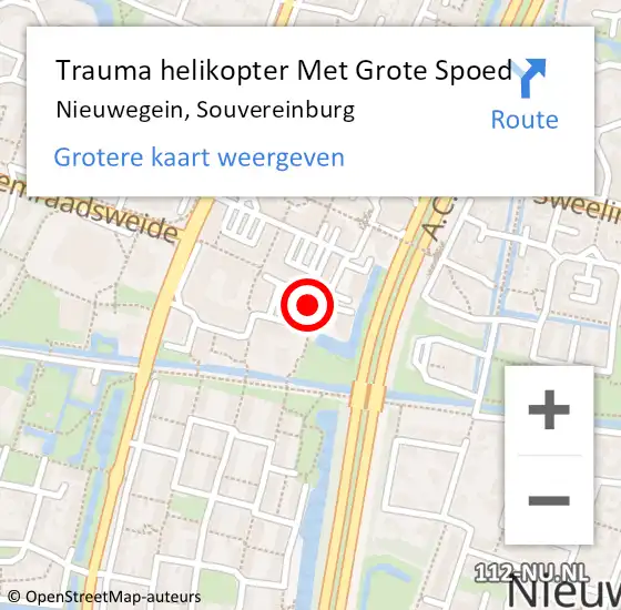 Locatie op kaart van de 112 melding: Trauma helikopter Met Grote Spoed Naar Nieuwegein, Souvereinburg op 12 maart 2024 18:06