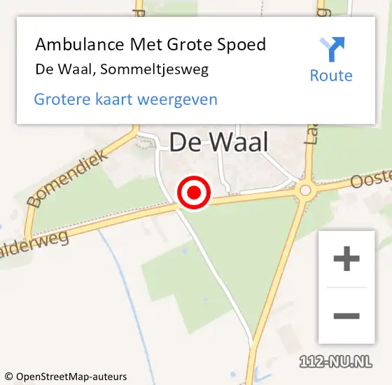 Locatie op kaart van de 112 melding: Ambulance Met Grote Spoed Naar De Waal, Sommeltjesweg op 12 maart 2024 18:15