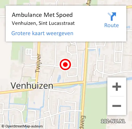 Locatie op kaart van de 112 melding: Ambulance Met Spoed Naar Venhuizen, Sint Lucasstraat op 12 maart 2024 18:18