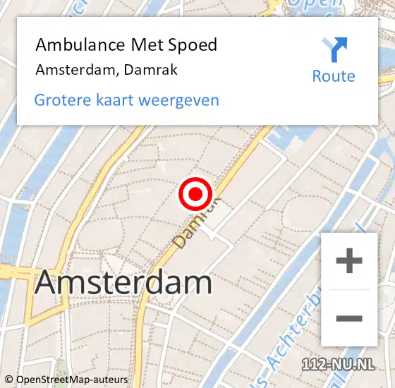 Locatie op kaart van de 112 melding: Ambulance Met Spoed Naar Amsterdam, Damrak op 12 maart 2024 19:02
